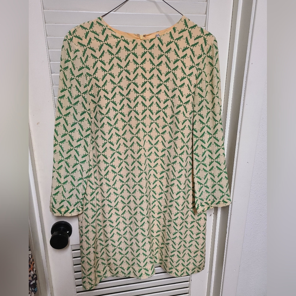 Charlotte Taylor Grasshopper Silk Mini Shift Dress